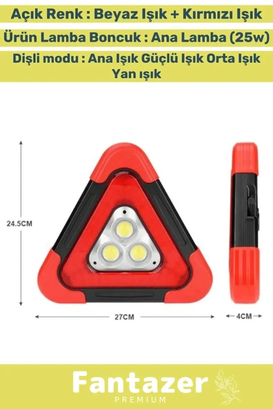 Premium Su Geçirmez 3 Ledli Solar Üçgen Reflektör Güneş Enerjili Refluj Lambası - 3