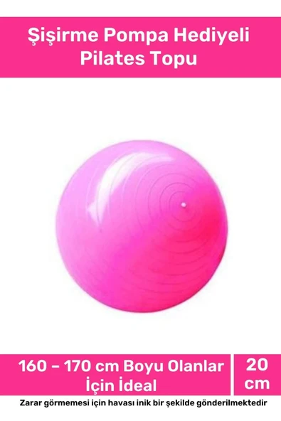 Deluxe Serisi Dayanıklı Yüksek Kalite Mini Gymball 20cm Pembe Pilates Topu Şişirme Pompa