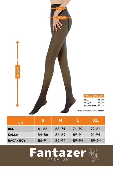 Kuasar Series Sıcak Tutan Ince Siyah Çorap Ten Görünümlü Termal Içli Peluş Polarlı Külotlu Çorap - 5