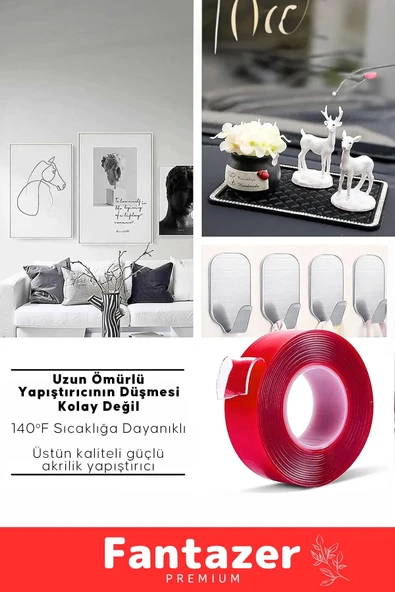 Duş Pvc Lavabo Küvet Tezgah Süper Güçlü Duvar Çerçeve Taşıyıcı Çift Taraflı Nano Teknolojili Bant - 3