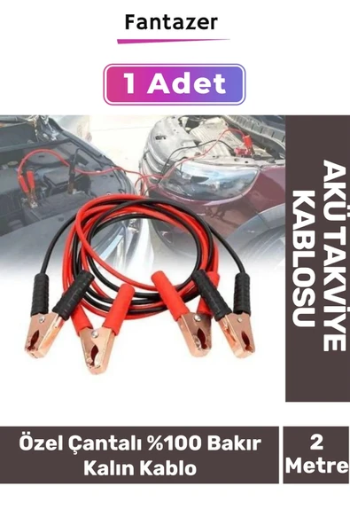 Özel Çantalı %100 Bakır Kalın Kablo 1200 Amper Güçlü Oto Akü Takviye Hızlı Şarj Kablosu 2 Metre