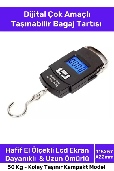 Seyahat Bavul Ağırlık Tartı Dijital Çok Amaçlı Taşınabilir Bagaj Tartısı Max 50 Kg