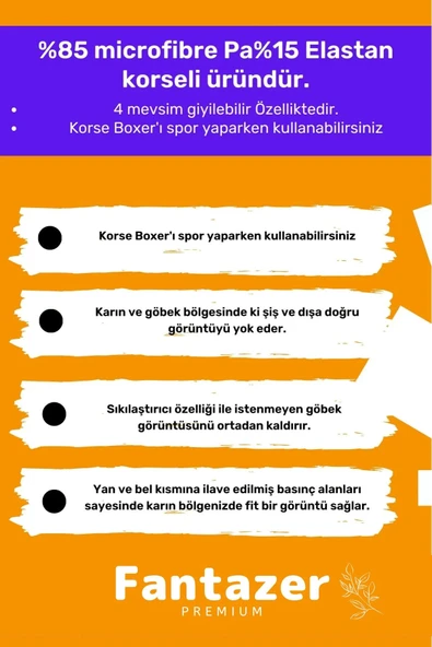 Özel Üretim Göbek Düzleştirici Toparlayıcı Sıkılaştırıcı Bel Inceltici Erkek Duble Boxer Korse - Resim 4
