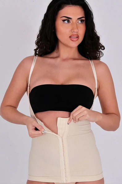 Vücut Şekillendirici Toparlayıcı Sıkılaştırıcı 2 Beden İncelten Askılı Gögüs Altı Ağraflı Bel Korse - Resim 4