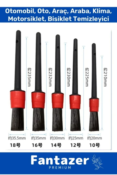 Özel Üretim Pratik Islak Kuru Otomobil Oto Araç Araba Klima Temizlik Detay Fırçası 5+1 Set - 2