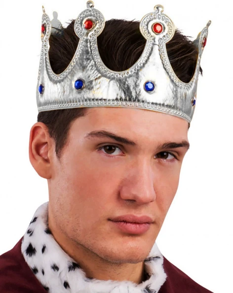 Kral Tacı Gümüş Renk Kumaş Malzeme Yetişkin Boy ürün görseli 1