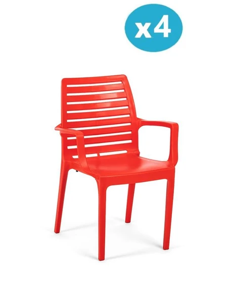 Omnipazar SY-2503 Plastik Adam Bahçe Koltuk Sandalye 4'lü Set - 3