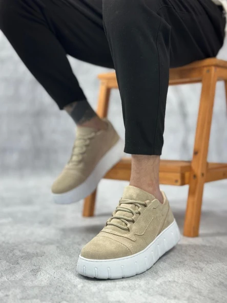 BA0666 BOA Krem Yüksek Taban Erkek Günlük Ayakkabı ürün görseli