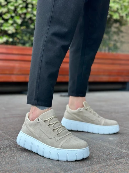 BA0666 BOA Krem Yüksek Taban Erkek Günlük Ayakkabı - Resim 7