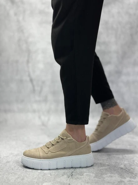 BA0666 BOA Krem Yüksek Taban Erkek Günlük Ayakkabı - Resim 4