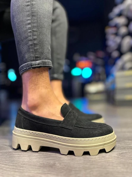 Knack Yüksek Taban Klasik Ayakkabı 779 Siyah Süet