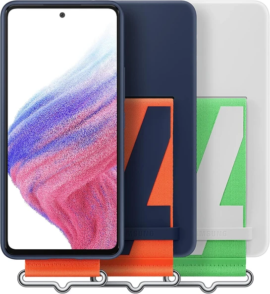 Samsung Galaxy A53 5G Kordonlu Kayışlı Silikon Kılıf Strap Cover, Lacivet - 8
