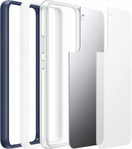 Samsung Galaxy S22+ Plus Çerçeveli Kılıf Frame Cover, Beyaz EF-MS906C - Resim 8