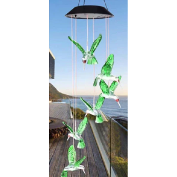 Solar LED Işıklı Kuşlu Bahçe Dekoru 6 LED'li  Renkli Işık - 3