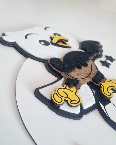 Taraftar Beşiktaş BJK Kara Kartal Siyah Beyaz Çocuk Bebek Yeni Doğan Kapı Duvar Dolap Süsü Hediye - 3