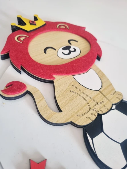 Taraftar Galatasaray GS Cimbombom Aslan Sarı Kırmızı Çocuk Bebek Yeni Doğan Kapı Duvar Dolap Süsü Hediye - 3