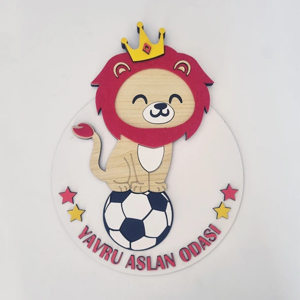 Taraftar Galatasaray GS Cimbombom Aslan Sarı Kırmızı Çocuk Bebek Yeni Doğan Kapı Duvar Dolap Süsü Hediye