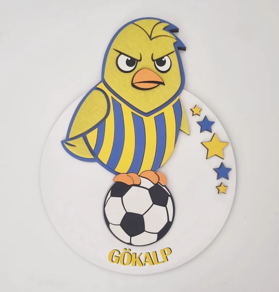 Taraftar FB Kanarya Sarı Lacivert Çocuk Bebek Yeni Doğan Kapı Duvar Dolap Süsü Hediye - 2