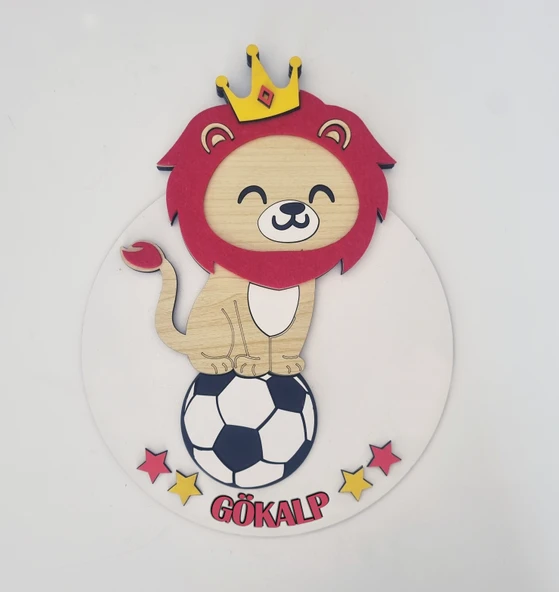 Taraftar Galatasaray GS Cimbombom Aslan Sarı Kırmızı Çocuk Bebek Yeni Doğan Kapı Duvar Dolap Süsü Hediye - 2