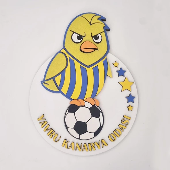 Taraftar FB Kanarya Sarı Lacivert Çocuk Bebek Yeni Doğan Kapı Duvar Dolap Süsü Hediye