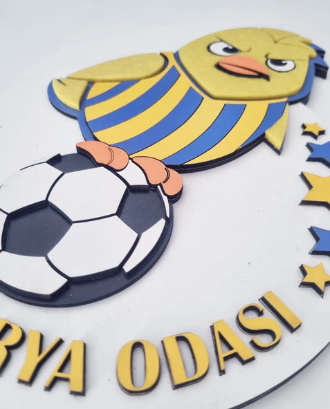 Taraftar FB Kanarya Sarı Lacivert Çocuk Bebek Yeni Doğan Kapı Duvar Dolap Süsü Hediye - 3