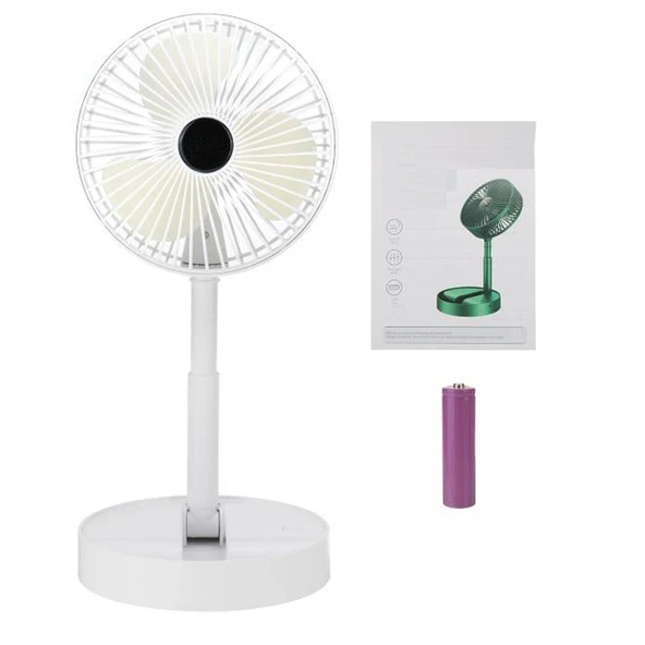 Katlanır Teleskopik Zemin Fanı Yaz Sessiz Masaüstü USB Şarj Edilebilir Taşınabilir Mini Fan ürün görseli 1
