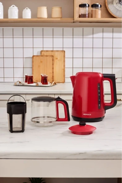 Karaca Mega Tea 1501 Cam Çay Makinesi Cherry Red 1500 W - 2