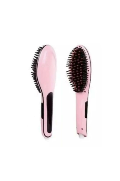 Elektrikli Saç Düzleştirici Tarak Fast Hair Straightener Pratik Pembe Saç Kurutma Tarağı - 4