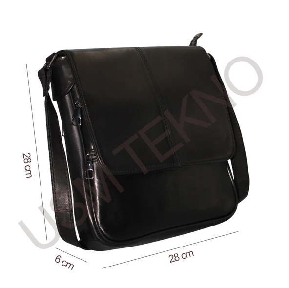 Hakiki Gerçek Deri Erkek Askılı Omuz Çanta Postacı Çanta Evrak Tablet Çanta - 8