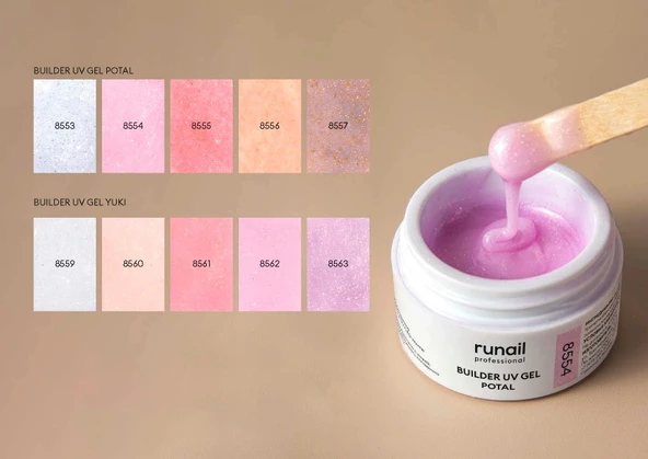 Runail Professional Protez Tırnak Jeli UV Builder Gel Yuki Silver Effect 15Gr. 8559 - Resim 4