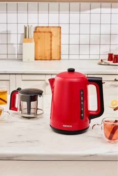 Karaca Mega Tea 1501 Cam Çay Makinesi Cherry Red 1500 W - 3