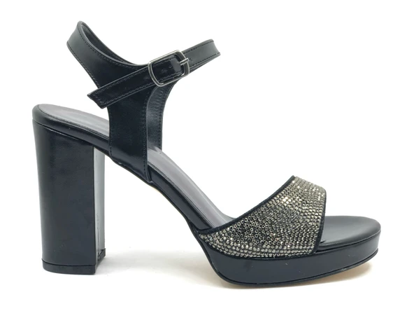 Feles Taşlı Platform Tek Bant Topuklu Kadın Abiye Ayakkabı - Resim 5