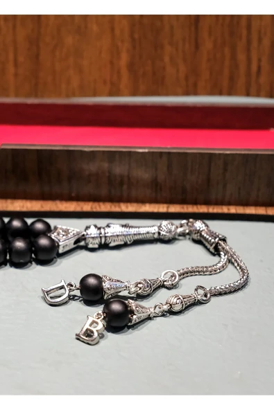 Kişiye Özel Isimli Tesbih - Oniks Doğal Taş Tesbih - Isimli Püsküllü Hediye Doğal Taş Tesbih- - 4