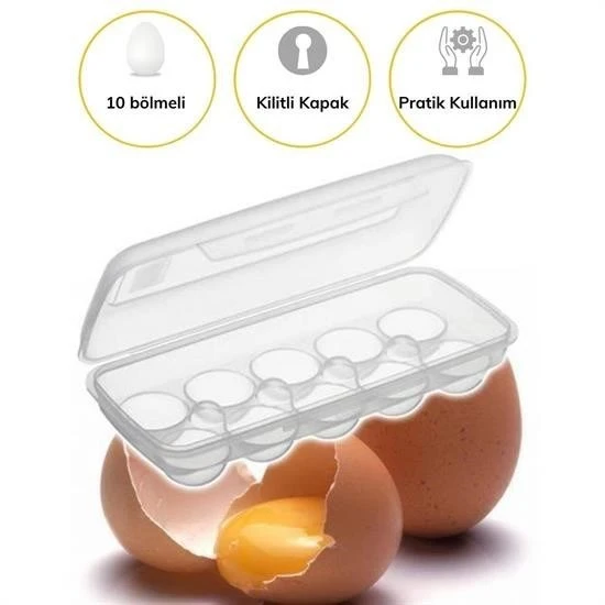 10 Bölmeli Kilitli Kapaklı Yumurtalık Saklama Kutusu YU110 - 3