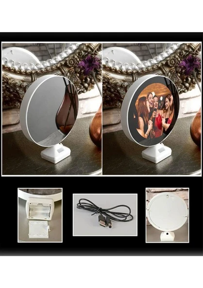 Led Işıklı Fotoğraflı oval Sihirli Ayna - Resim 3