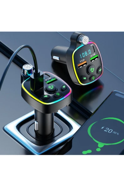 Bluetooth Araç Kiti Araç Fm Transmitter USB Type-C MP3 SD Kart Flash Için Uygun PD Çakmaklık Girişli - 3