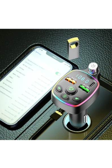 Bluetooth Araç Kiti Araç Fm Transmitter USB Type-C MP3 SD Kart Flash Için Uygun PD Çakmaklık Girişli - 4