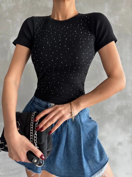 Taş baskılı kaş korse bluz - 3