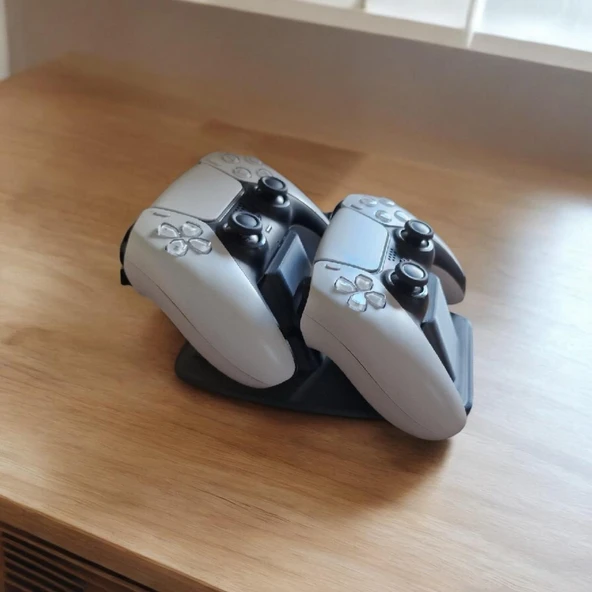 PS5 Oyun Kumandası için Şık Siyah İkili Stand - Dayanıklı Plastik Tasarım - 3