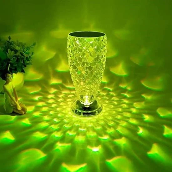 Balık Süzgeç Model USB Şarjlı Kumandalı 16Farklı Işık Modlu Masa Üstü Kristal Akrilik Led - 3