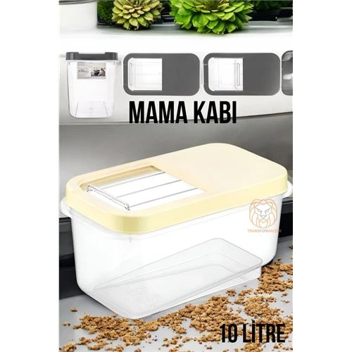 Kedi ve Köpek Mama Saklama Kabı Sürgülü Kapaklı 10 Litre