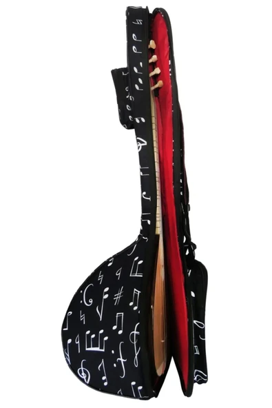 Nota Desenli  Ultra Korumalı Kısa Sap Bağlama Saz Kılıfı Taşıma Çantası Gigbag + Tel Takımı hediye - 7
