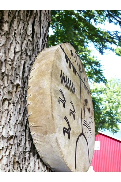 Kam Şaman Davulu Motifli Shamak Nağarası - Tokmak Ve Kılıf Hediye - 6