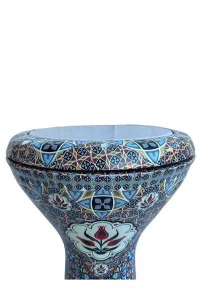 Profesyoneller Için Döküm Mısır Darbuka – 3 Kg, Iznik Çinisi Işlemeli - Gigbag Çanta Hediyeli - 4