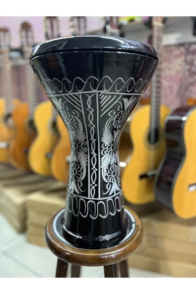 Döküm Erzincan Işlemeli Darbuka/çömlek - Siyah Kod 3029s - 2
