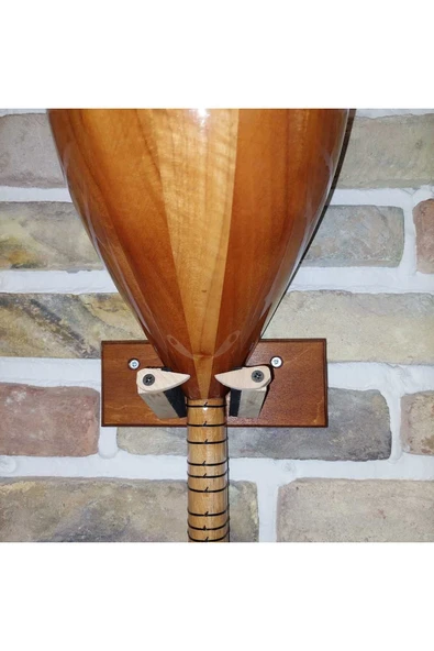 Sağlam Ahşap Bağlama Saz Cura Duvar Askısı Standı Ceviz - Koleksiyonculara Ozel - 8