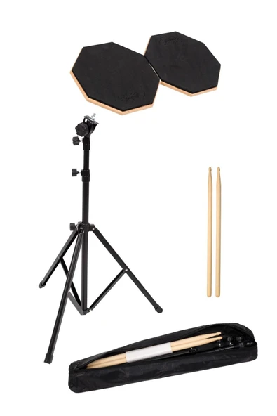 Bateri Davul Drum Pratik Çalışma Pedi ve Standlı Full Setup - 4