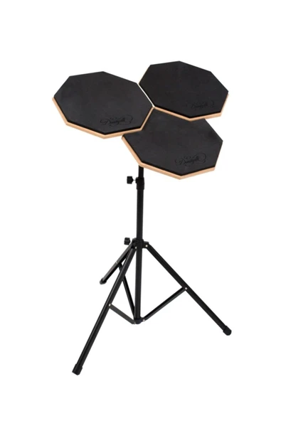 Bateri Davul Drum Pratik Çalışma Pedi Ve Standı Baget 3'lü Set Çantalı