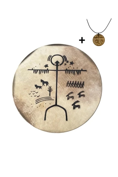 Kam Şaman Davulu Motifli Shamak Nağarası - Tokmak Ve Kılıf Hediye