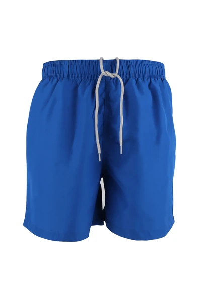 Erkek Deniz Şortu 2 Cepli Pamuklu Polyester Su Yitici Tahriş Etmeyen Astar Saks Mavi K236